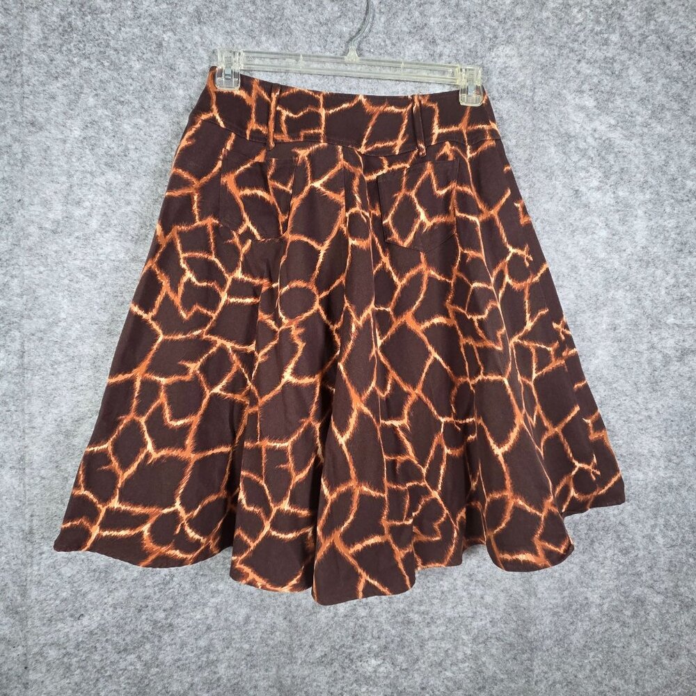 Dolce & Gabbana Animal Print Pleated Full Skirt Size 38 US 8 Brown Designer - Picture 6 of 9